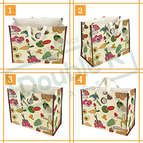 DOUBLE R BAGS Big Heavy Duty Large Eco Cotton Canvas Cloth Grocery Shopping Bag for Men Ladies Vegetable Milk Fruits with Hand Carry Handle Lunch Box Jhola Tote Bags