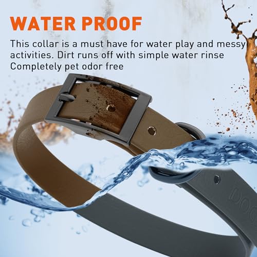 Image of Dogline Biothane Waterproof Dog Collar Strong Coated Nylon Webbing with Black Hardware Odor- Proof for Easy Care Easy to Clean High Performance Fits Small Medium or Large Dogs, Dark Chocolate Brown