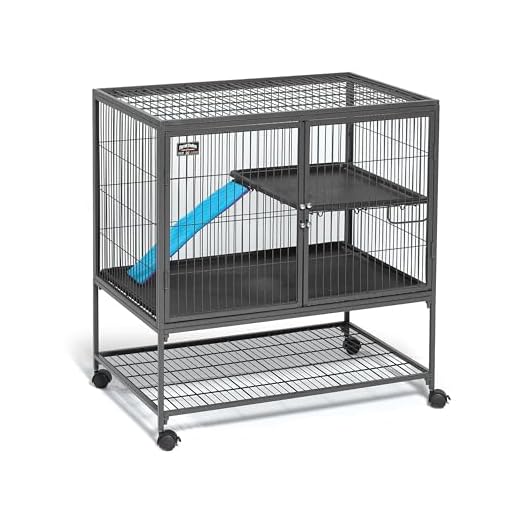 MidWest Homes for Pets Ferret Nation Single Unit Small Animal Cage, 2 Tiers, Includes Pan, Shelf, Ramp & Cover, for Ferrets & Other Small Animals