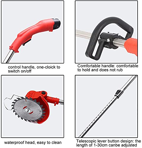 Elektrische Grasmaaier, 24V 11000Mah Vermogen 1580W met 2 Accu's en Metalen Blad Telescopische Lichtgewicht Krachtige Maaier 90-120CM Telescopische Stang voor Landbouwgazon - Afbeelding 8