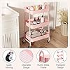 OLIXIS 3 Tier Utility Rolling Cart, Metal Mobile Storage Shelf with Lockable Caster Wheels, Organization for Livingroom, Bathroom & Narrow Places, Pink #1