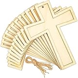 Unfinished Wood Cross with Jute String for DIY Projects (12 Pack)