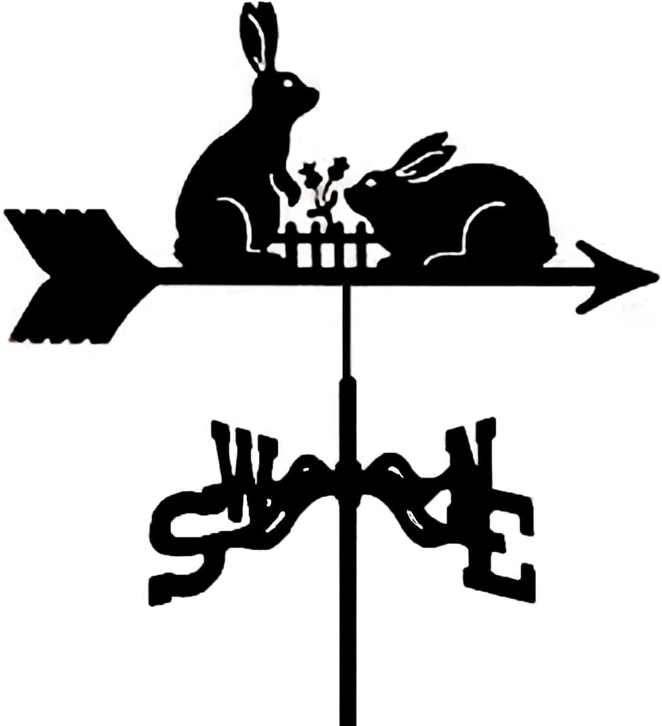 Klonwg Rabbit Cattle, Horses And Sheep Weathervane Ornament Stainless Steel Weathervanes Animal Weathervane Wind Direction Indicator For Garden Patio Ornament
