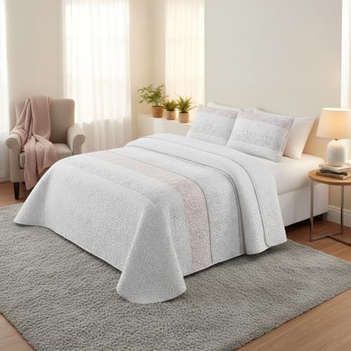 DALINA - Colcha Bouti para Cama 150, Cubre Cama Fina 250x260cm Incluye 2 Fundas de Cojín, Suave Ideal para Primavera, Verano y Entretiempo,Estampado