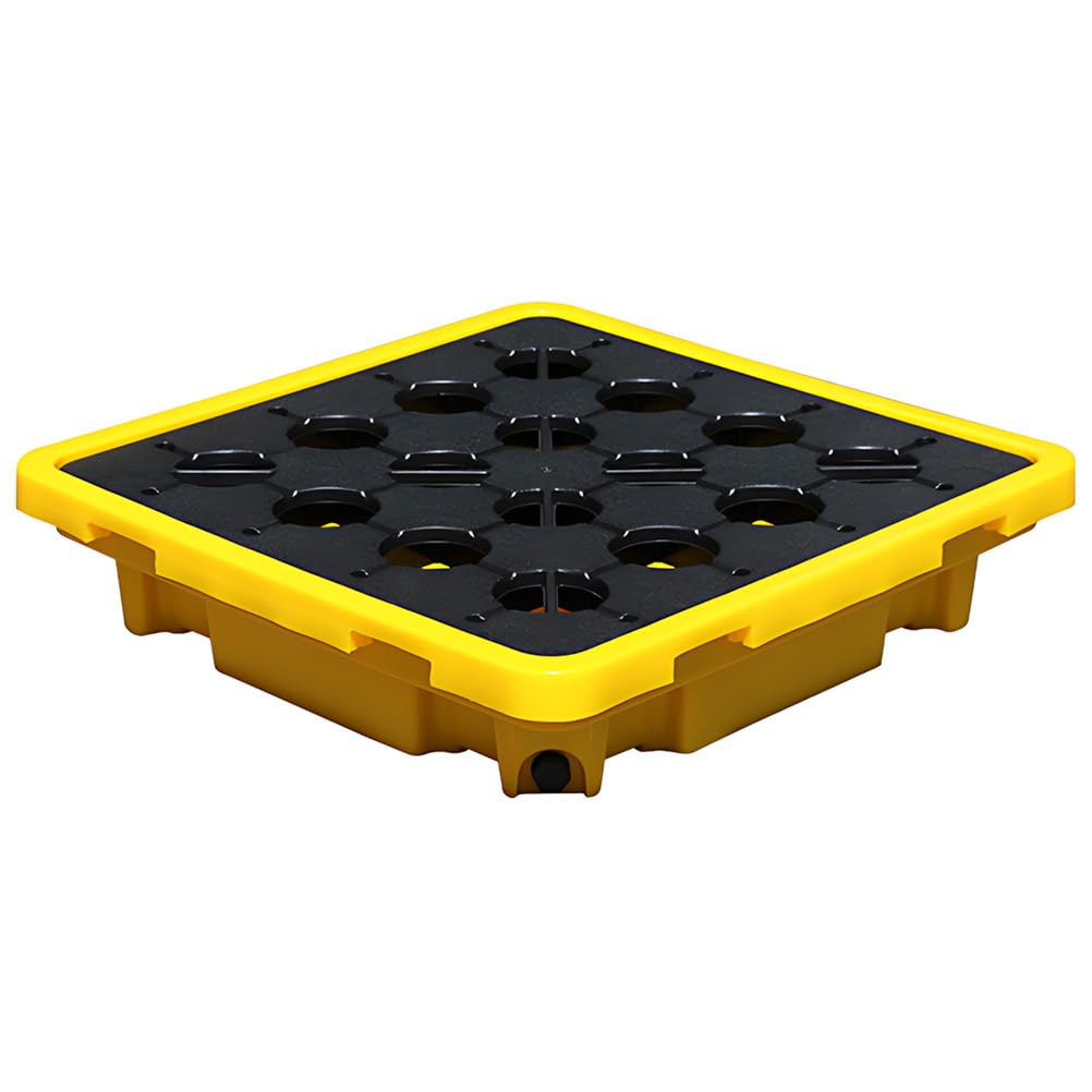 Spill Tray - Chemical-Resistant Containment Tray with Removable Grid, Easy to Clean for Oil Drums, Laboratory and Industrial Use, 72cm x 72cm x 16cm