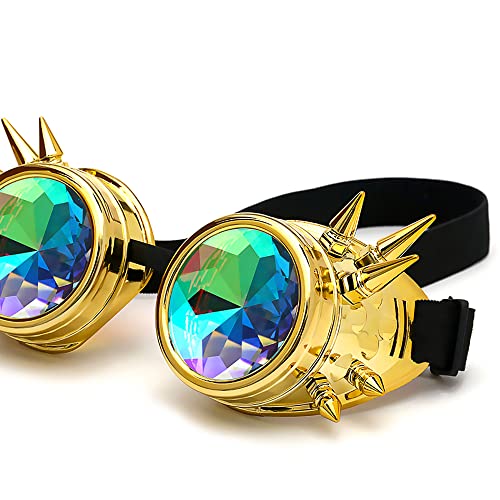 Image of 3-5 Days Delivery Kaleidoscope Rave Rainbow Crystal Lenses Steampunk Goggles