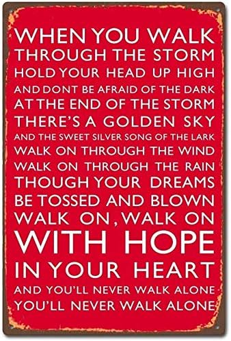 Amazon Co Jp リバプールフットボールクラブチャントあなたは決して一人で歩くことはないティンサイン ホーム キッチン