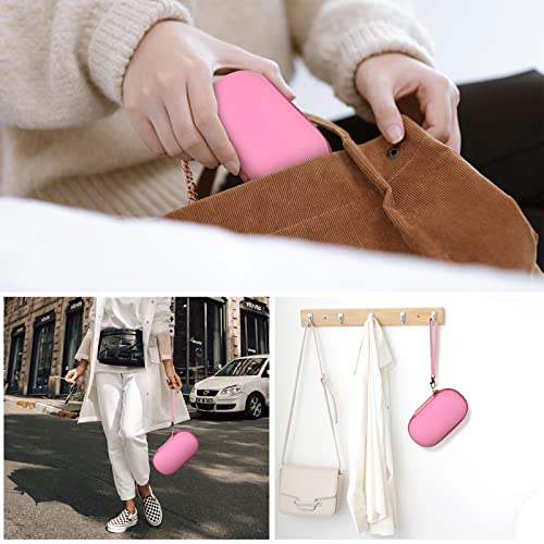 Image of GWCASE 2-in-1 Contact Lens Travel Case for Eyeglasses & Sunglasses | Hard PU Exterior Bag with Soak Storage Kit Included Built-in Mirror Tweezer Contact Lens Solution Bottle-Pink(No Glasses)