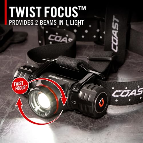 Coast® XPH34R 2075 Lumen USB-C Rechargeable-Dual Power LED Headlamp withPURE Beam® Twist Focus™ and Magnetic Base - Image 5