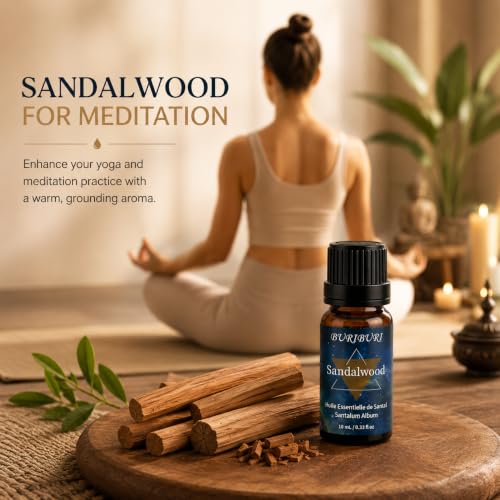 Image of BURIBURI Sandalwood Lavender Essential Oil Set, Floral Woody, 2x10ML