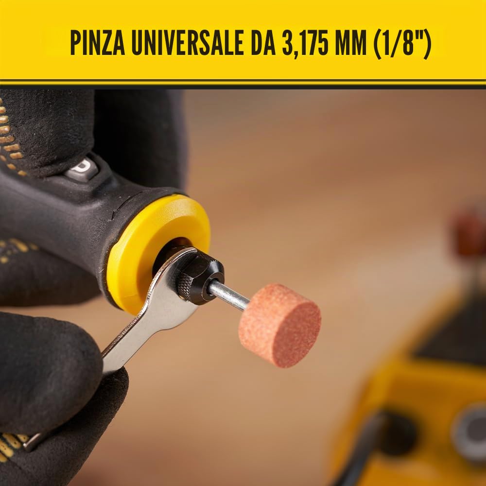 Stanley Mini Herramienta V20 Li-ION 18 V, velocidad Variable 6.700-34.000 RPM, pinza universale da 3,2 mm, cavo lungo 120 cm. Sin batería/cargador per Pro e fai da te