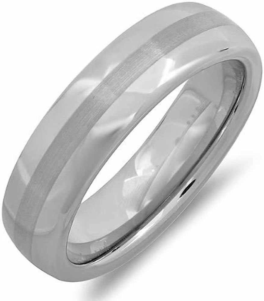 Cobalt Men's Ring Wedding Band 8MM Bushed Finish in Center and Polished Shiny Dome Ring (Available in Sizes 7 to 12) | 