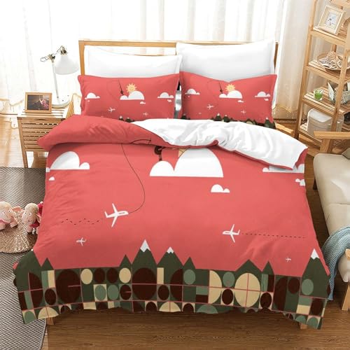 Housse de couette avion 200x200cm anti-plis en microfibre avec zip - 3