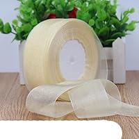 MORSUNBELA Ruban En Organza Beige Décoratif De 2,5 Cm X 9,1 M Pour Emballage Cadeau, Cadeau De Mariage