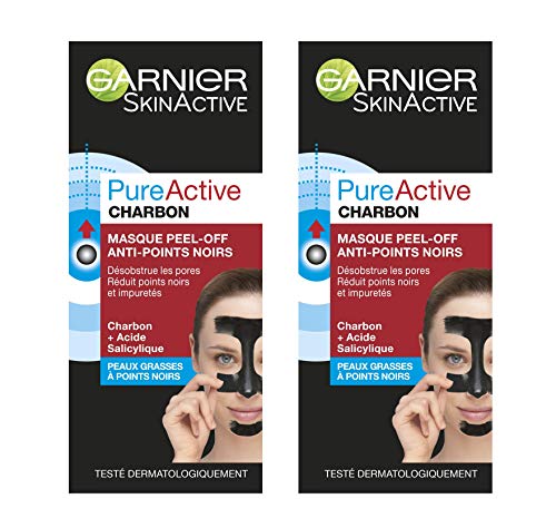 Garnier Pure Active C6104500 Charbon Masque Peel-Off Anti-Points Noirs 50 ml - Lot de 2