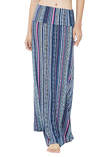 Image of Urban CoCo Women's Stylish Spandex Comfy Fold-Over Flare Long Maxi Skirt
