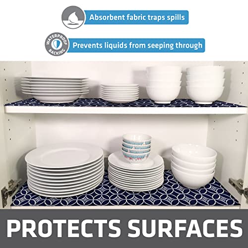 Drymate Premium Luxury Shelf & Drawer Liner, Thick Cushioned Fabric, Non-Adhesive, Absorbent, Waterproof, Slip-Resistant, Liners For Kitchen Cabinets, Cupboards (Usa Made)(12”X59”)(2-Pack)(Indigo) #TOP2