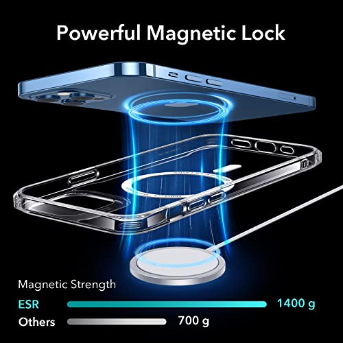 Image of ESR for iPhone 12 Pro Max Cover, Compatible with MagSafe, HaloLock Wireless Charging, TPU, Sidekick Scratch Resistant, Grippy Protective Frame,Magnetic Back Case, Clear