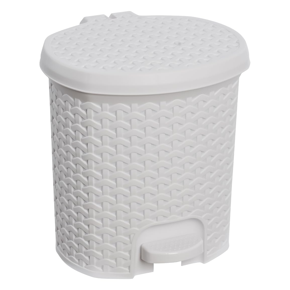 keeeper Multipurpose Rubbish Bin with Lid, Rattan Design, Capacity 5.5 L, Size 22.5 x 24 x 26 cm, Nordic White