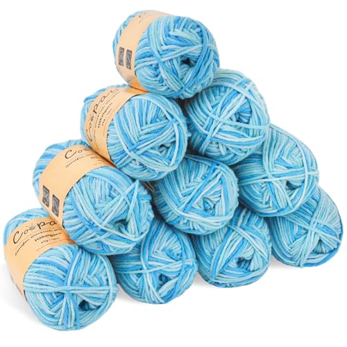 Coopay 10 Pelote de Laine à Tricoter Dégradé, 450g, Multicolore Laine Crochet Doux, 5 Brins Fil à Tricoter, Laine Crochet Tricot pour Layette, Écharpe, Chaussettes...