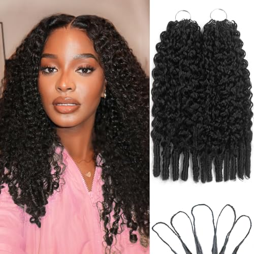 Human Crochet Hair Pre Looped 120g Burmese Curly Feather Crochet Real Human Hair Extensions Reusable Invisible Pre-Separated Knotless 100% Virgin Human Hair Crochet Bundles 20 Inch Natural Black