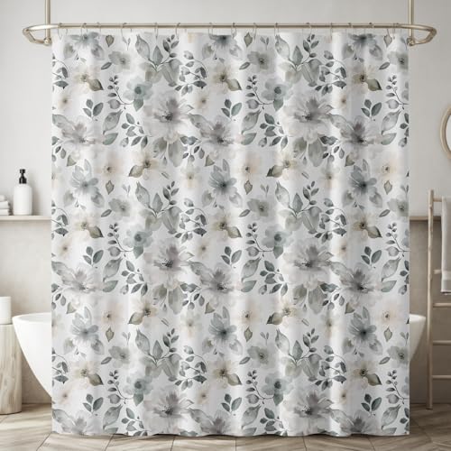 Image of Sassoon Ash Willow Printed Shower Curtain for Bathroom with Hooks-1Pc