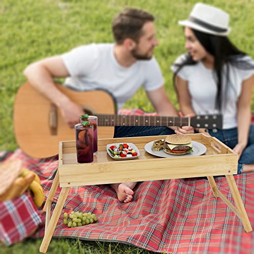 Richfire Bed Tray With Handles And Foldable Legs, Bamboo Bed Table Bed Desk, Breakfast In Bed Tray For Pad And Phone #TOP5