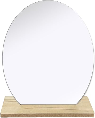 Espejo de pie irregular, espejo ovalado para escritorio, no frágil, espejo de maquillaje acrílico, espejo de tocador estético para oficina, disponible en Yaxa El Salvador