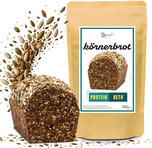 Marcel's Saftiges Körnerbrot – Keto Brot (400g - 1 Brot) | LowerCarb-Brotbackmischung mit 80% weniger Kohlenhydraten | Vegan, high Protein & Sauerteig | Ofenfertig in 1 Minute