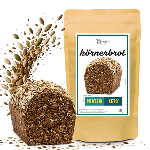 Marcel's Saftiges Körnerbrot – Keto Brot (400g - 1 Brot) | LowerCarb-Brotbackmischung mit 80% weniger Kohlenhydraten | Vegan, high Protein & Sauerteig | Ofenfertig in 1 Minute