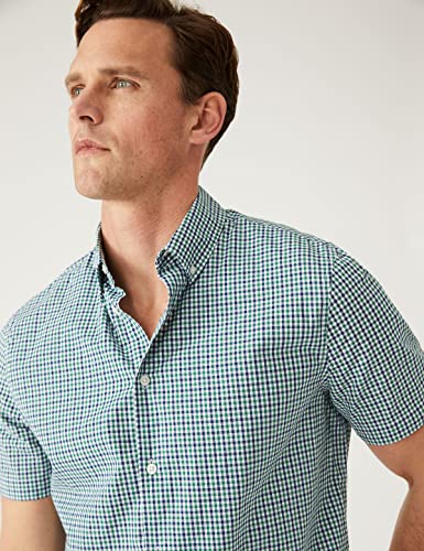 Image of Marks & Spencer Mens Solid Cotton Collared Neck Regular Fit Oxford Shirt