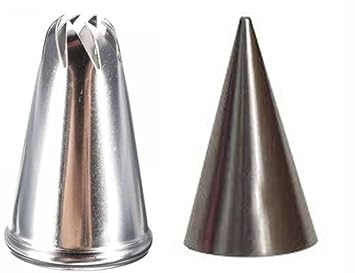 Jamboree!!! Rose Swril and Writing Nozzle Combo Cake Decorating Icing Tip, Muffin Cupcake Decoration Stainless Steel Nozzle Steel Kitchen Tool Set (Pack of 2)