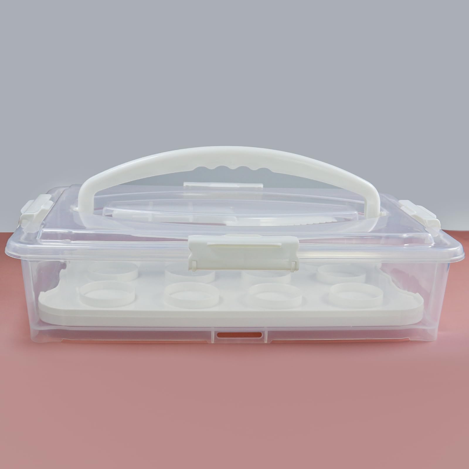 White Cake Carrier - Holds 12 Cupcakes or 1 Cake -6