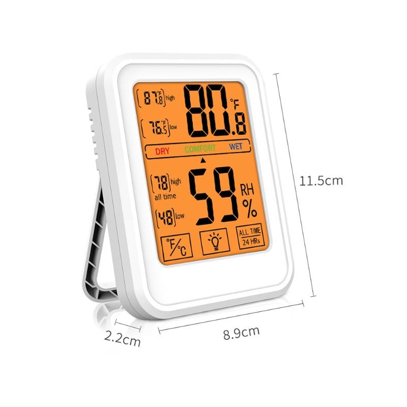 The Multi Functional Indoor Temperature Humidity Meter Can Be Hung or Placed Upright to Record Household Conditions