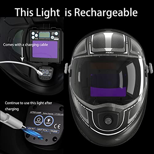 Andeli Welding Helmet,3.86"X2.44" Large Viewing Welding Helmet Auto Darkening True Color,Cool Welding Helmet With Light,Welding Hood Din4/5-8/Din9-13 For Tig Mig Arc (Carbon Fiber) #TOP4