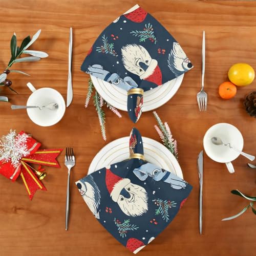 Servilletas de Tela Navidad Animal Perro Set x6 20x20 in miniatura 5