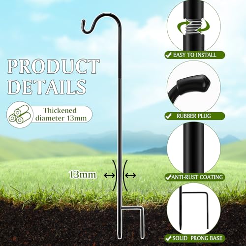 Image of 2 Pcs 60 Inch Shepherds Hook for Outdoor Adjustable Bird Feeder Pole Metal Steel Shepard Hooks for Hummingbird Stand Feeder Pole for Garden Plant, Lantern, Hanging Wedding Decor