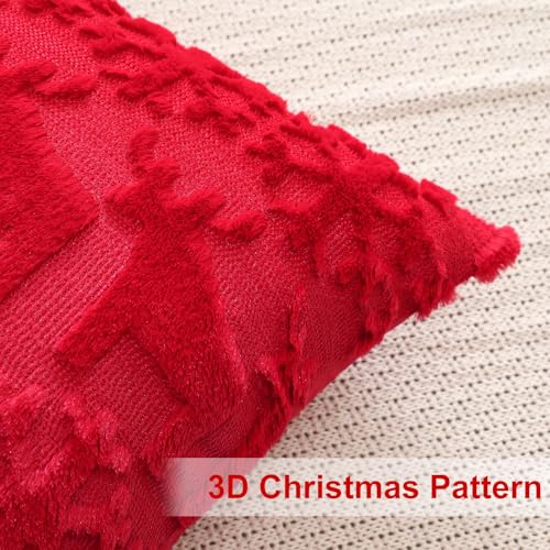 Housse de coussin flocon de neige et élan rouge pour cadeau de Noël