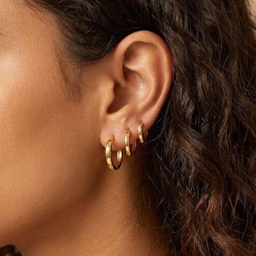 Image of KesaPlan Stud Earrings for Women 14K Gold Plated Hypoallergenic Hoop Earrings Set Small Studs Hoop Huggie Earring Multiple Piercing Star Heart Ball Cubic Zirconia Studs Stacks Trendy for Women Men