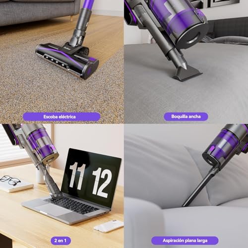 Redkey X18 Aspiradora sin Cable 60KPa/650W/80Mins, 8 en 1 Aspiradora Inalámbrico de Pantalla Tactl LED Modo Automatico Inteligente Autocargable, Autoportante para Suelos/Alfombras/Pelo de Animales - imagen 7