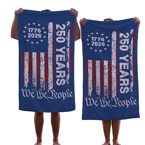 LOTUS US Patriotic Beach Towel USA Beach Towel 250 Years of Freedom Flag Towels 250 Year American Flag Towels for Adult Kids Indepence Day Gift 4 th of July Gifts We the People