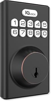 Qolsys IQ Lock-PGK-ORB IQ Lock-PG Push Button Deadbolt ، البرونز المدلفن بالزيت