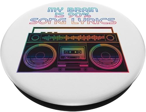 Miniatura 2 de My Brain is 90% Letras de canciones Retro Boombox Funny Music Lover PopSockets Standard PopGrip