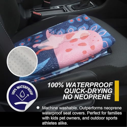 Image of Back Seat Cover for Car Trucks Van SUV Jeep,Waterproof Rear Bench Towel Seat Covers for Dogs and Kids,Automotive Backseat Protector (Dinosaur)