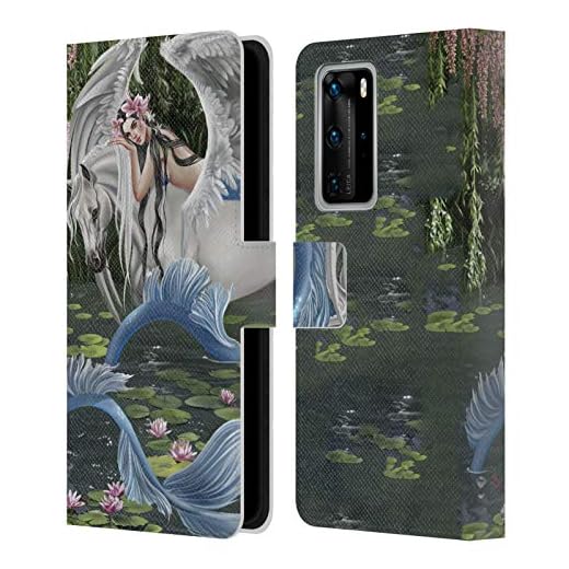 Head Case Designs Officiellt licensierad Nene Thomas Still Waters Mermaid & Pegasus Deep Forest läder bokplånbok fodral kompatibel med Huawei P40 Pro / P40 Pro Plus 5G