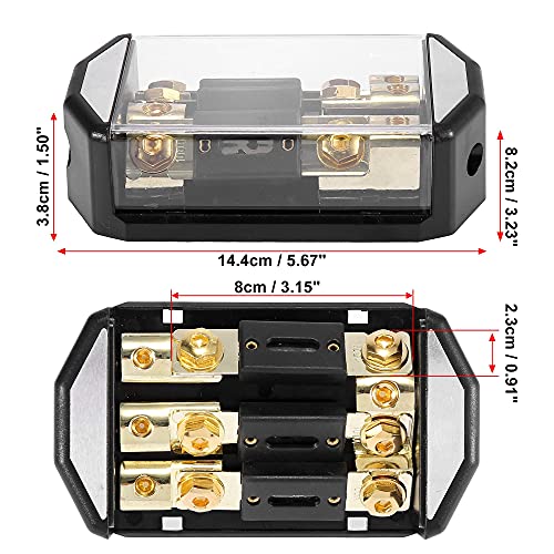 X Autohaux Car Stereo Audio Inline Anl Fuse Holder 3 Way With Fuse 1 X 0Ga 3 X 4Ga Distribution Block #TOP2