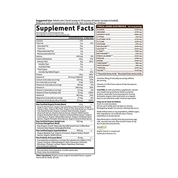 Garden of Life Raw Organic Fit Vegan Protein Powder Chocolate, 28g Plant Based Protein for Weight Management, Pea Protein Fiber Probiotics, Dairy Free Nutritional Shake for Women and Men, 20 Servings