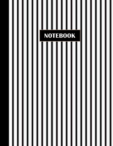 Notebook: White and Black Line Pattern Vertical Design - Size Large (8.5 x 11 inches) -110 Pages - Lined paper