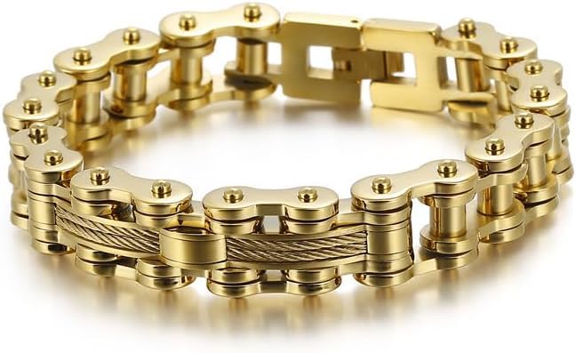 18K pure gold bracelet, men's bracelet bicycle chain, Bicycle chain，exquisite Cuban chain, hip-hop men's bracelet fashion jewelry gift
