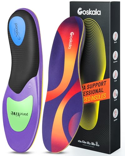 Professional Medium Arch Support Shoe Inserts, Over 230+ lbs Plantar Fasciitis Insoles for Women and Men, Flat Feet Orthotics Insert Athletic Shoe Insole